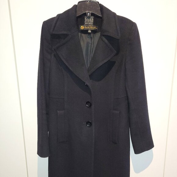 Saks Fifth Avenue x Loro Piana 100% Wool Coat Black Size 2 - Picture 2 of 6